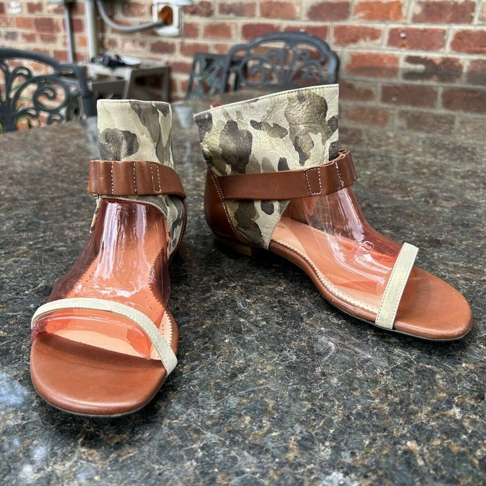 Patrizia Pepe Women's Camouflage Flat Leather Sandals Size 7 US